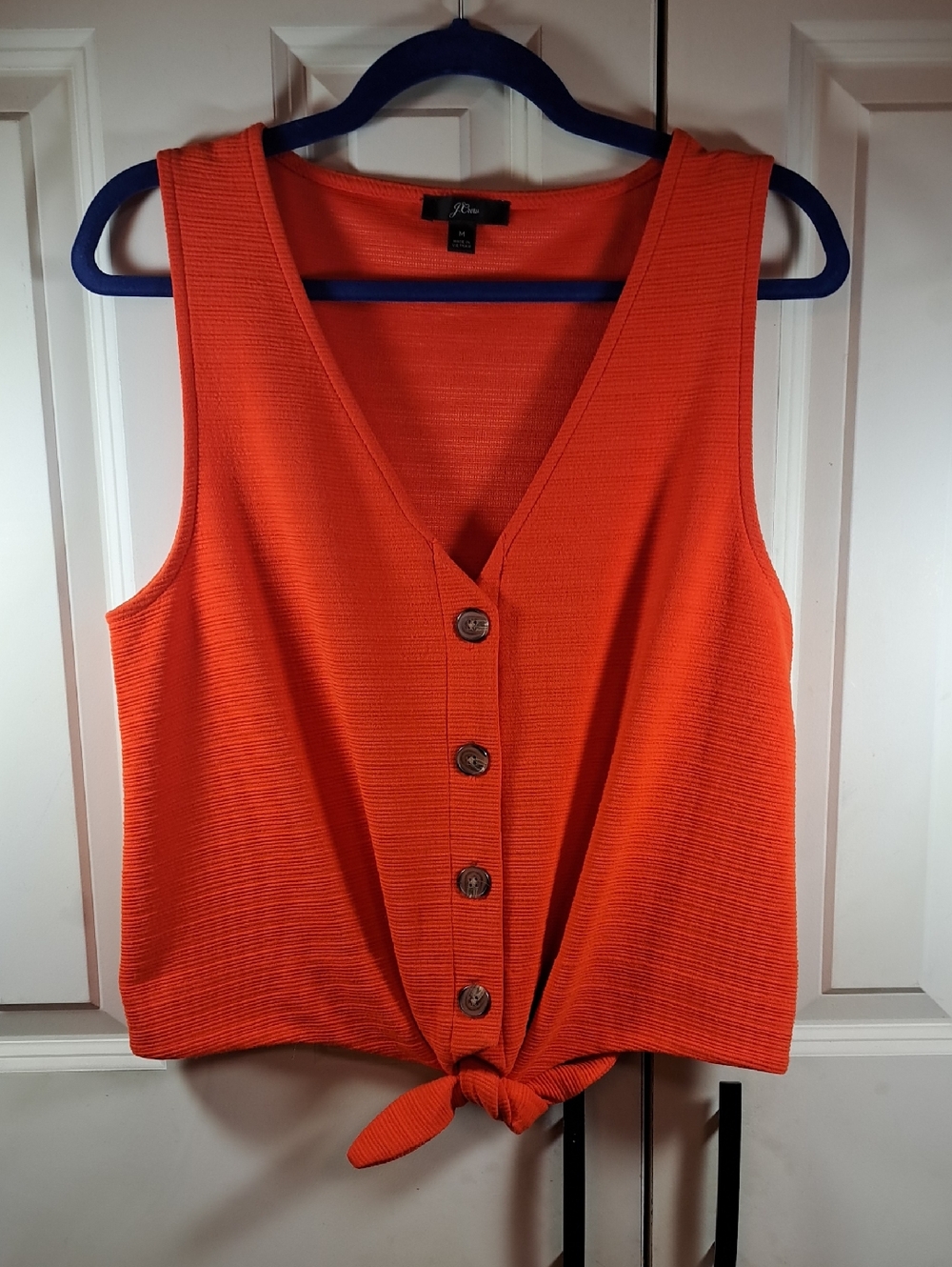 J. Crew Orange Button-Front Tie Tank